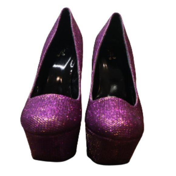 Women's Purple Sparkly Platform Heels - Picture 2 of 7